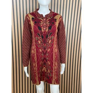 Janiya Women's Dress Sweater Boho Tunic Red Knit Long Sleeve Tribal Aztec Cozy